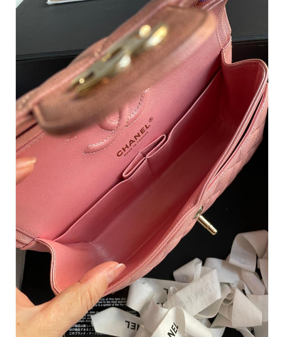 CHANEL Розовая кожаная сумка через плечо, фото 6