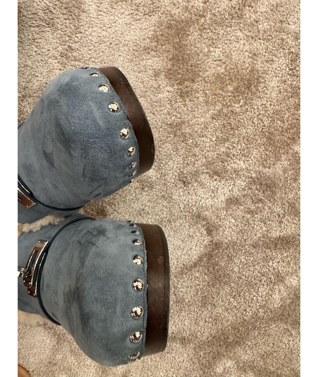 HERMES Голубые замшевые сабо, фото 6