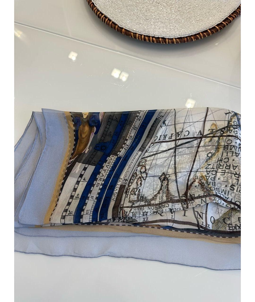 CHANEL Синий шелковый платок, фото 3