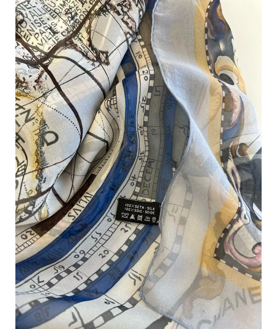 CHANEL Синий шелковый платок, фото 4