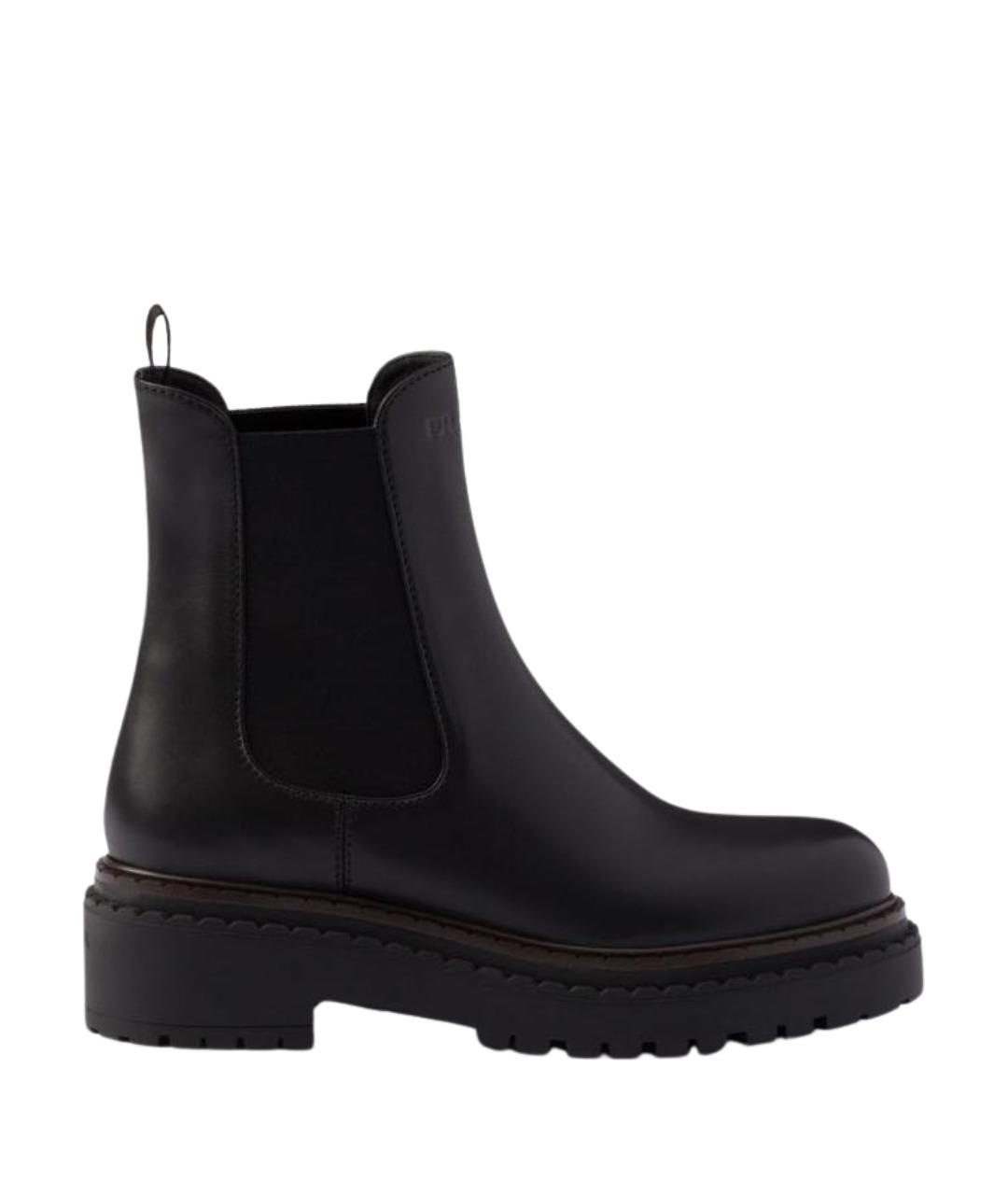 PRADA Черные кожаные ботинки, фото 1