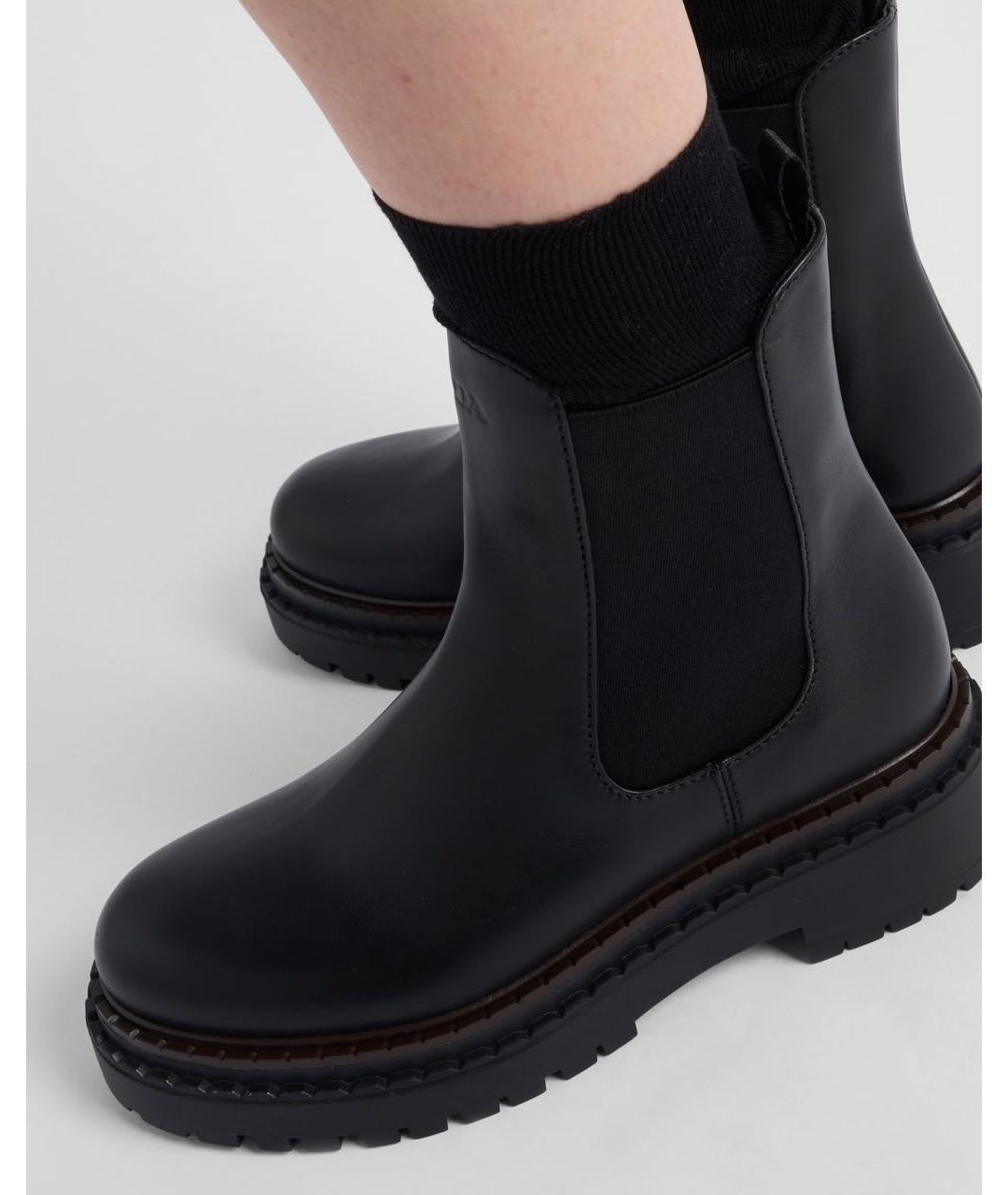 PRADA Черные кожаные ботинки, фото 3