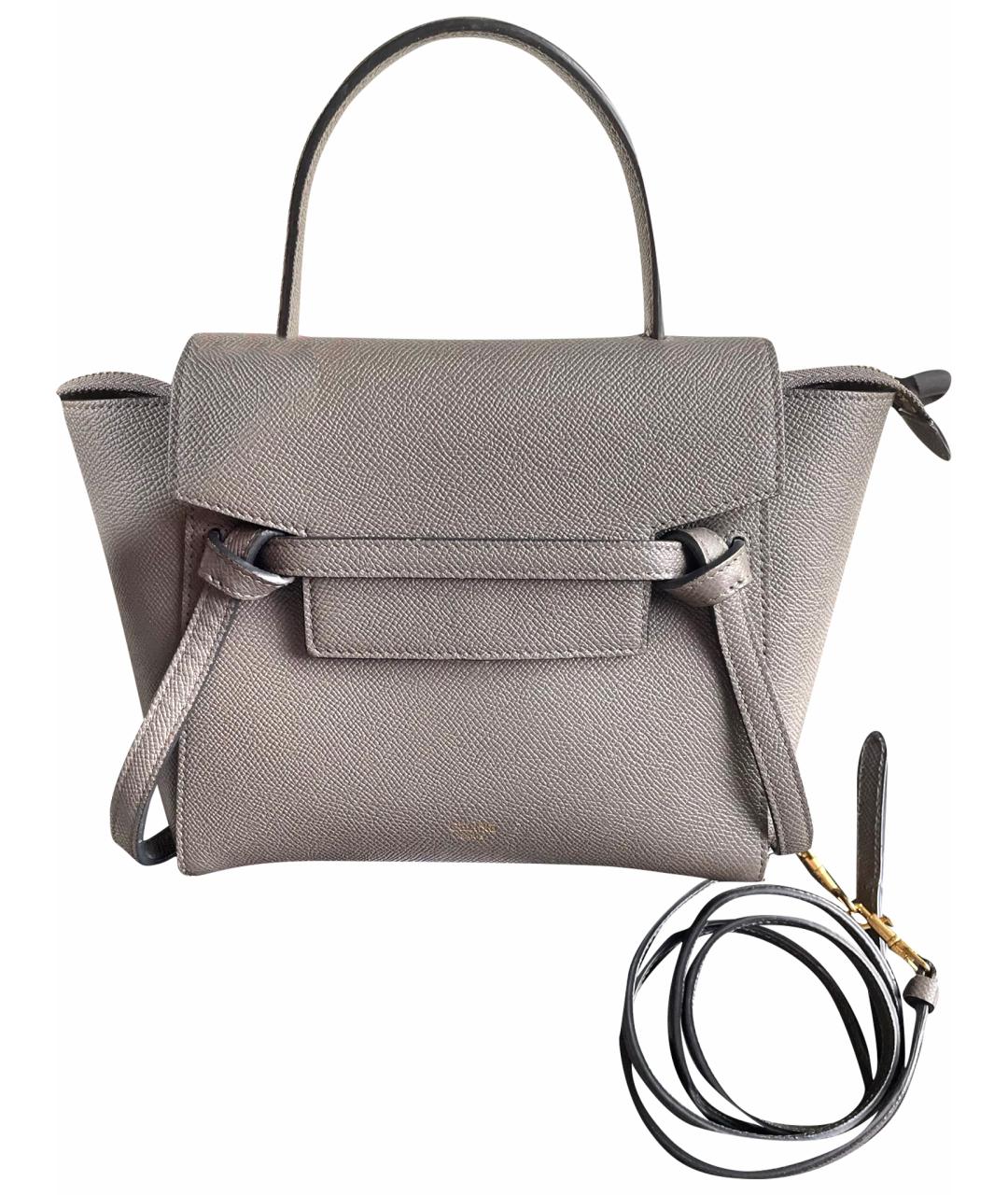 CELINE Серая кожаная сумка с короткими ручками, фото 1