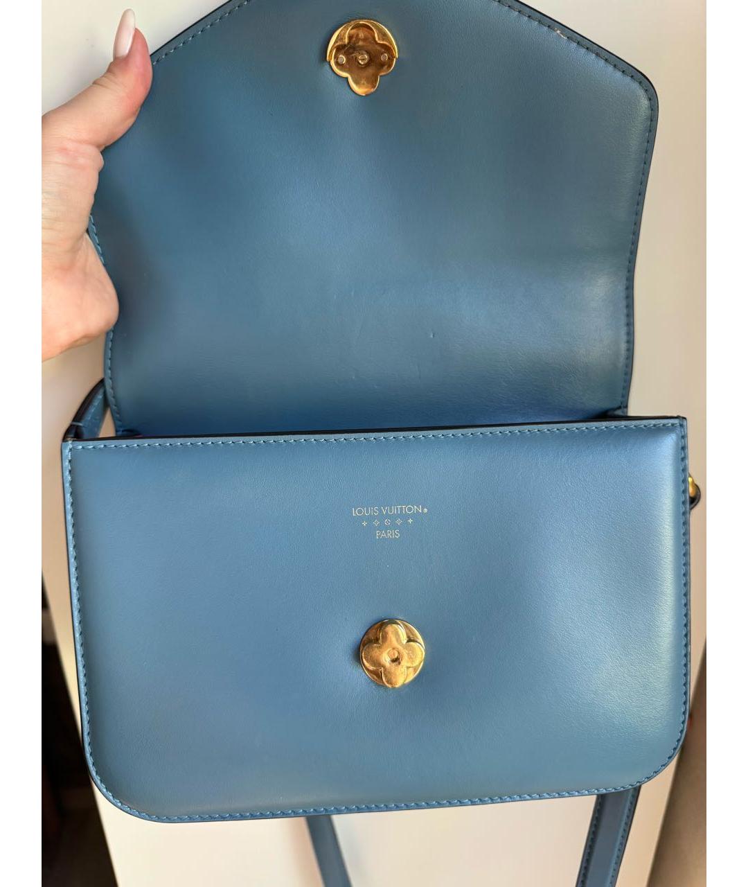 LOUIS VUITTON Голубая кожаная сумка через плечо, фото 4