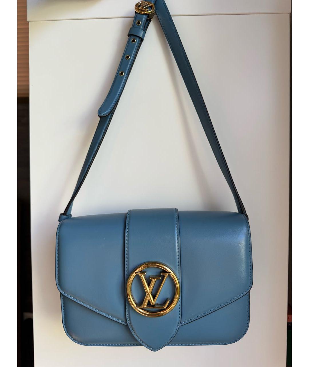 LOUIS VUITTON Голубая кожаная сумка через плечо, фото 9