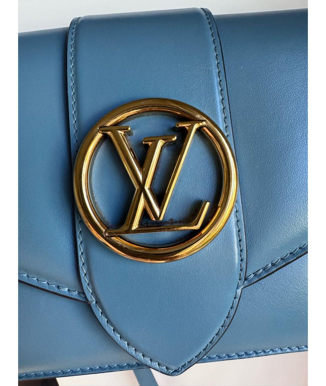 LOUIS VUITTON Голубая кожаная сумка через плечо, фото 3