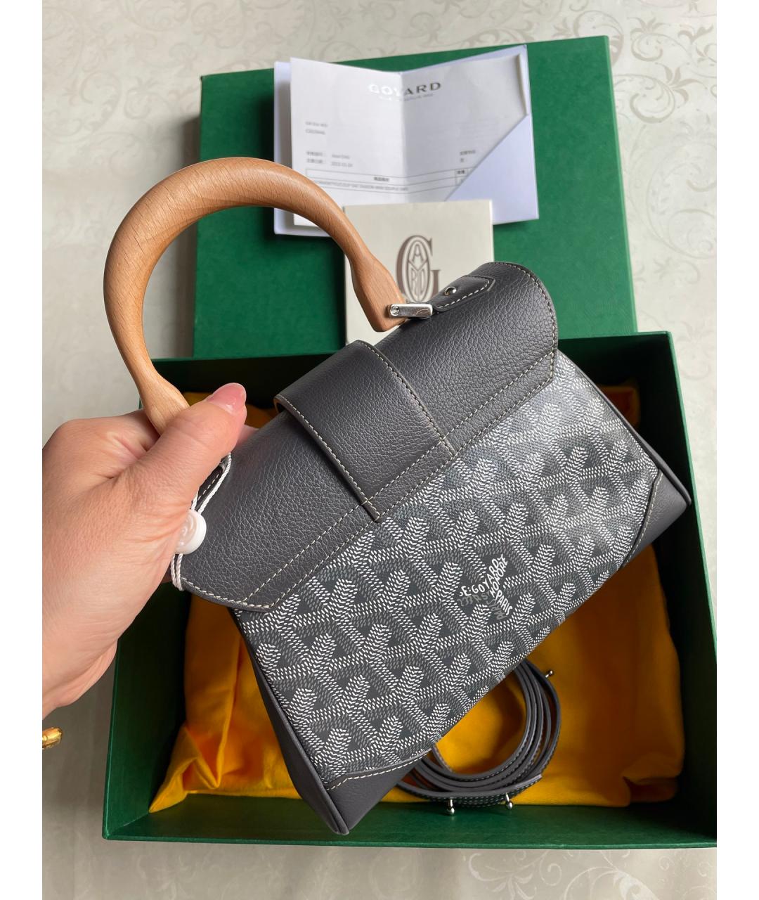 GOYARD Серая кожаная сумка тоут, фото 3