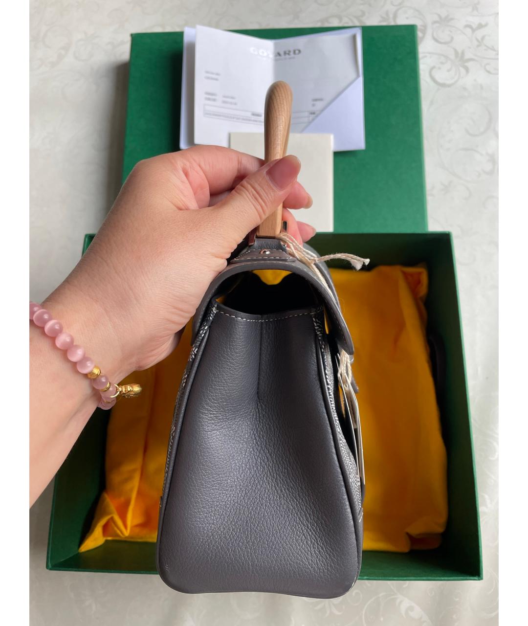 GOYARD Серая кожаная сумка тоут, фото 5