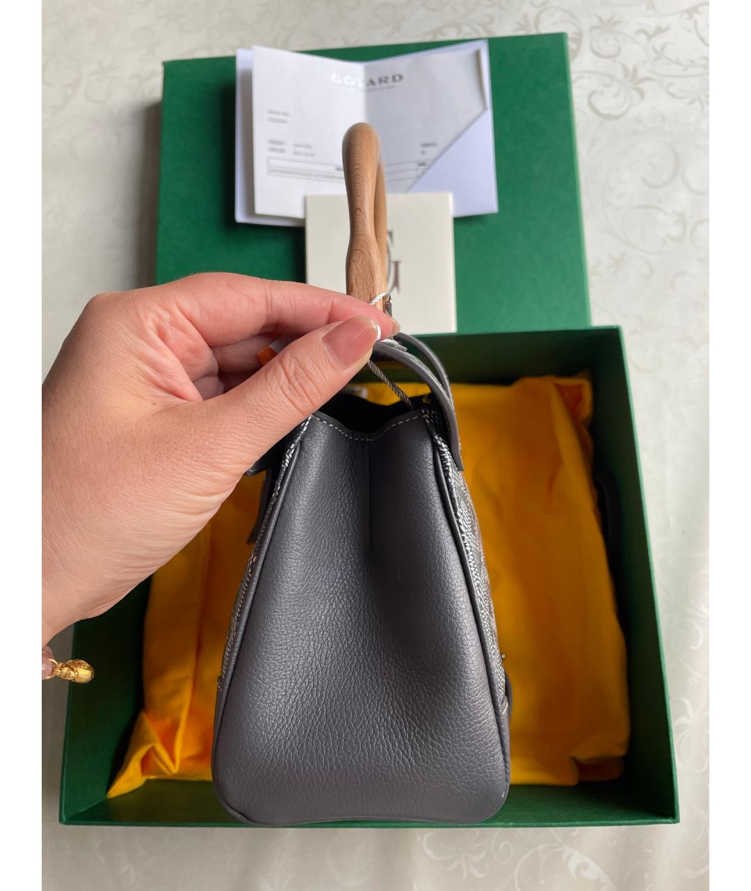 GOYARD Серая кожаная сумка тоут, фото 4