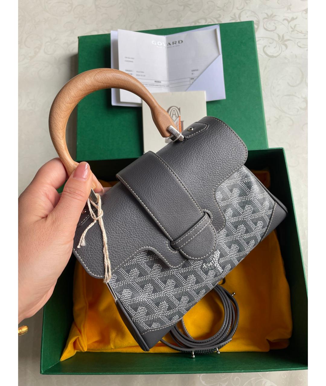 GOYARD Серая кожаная сумка тоут, фото 2