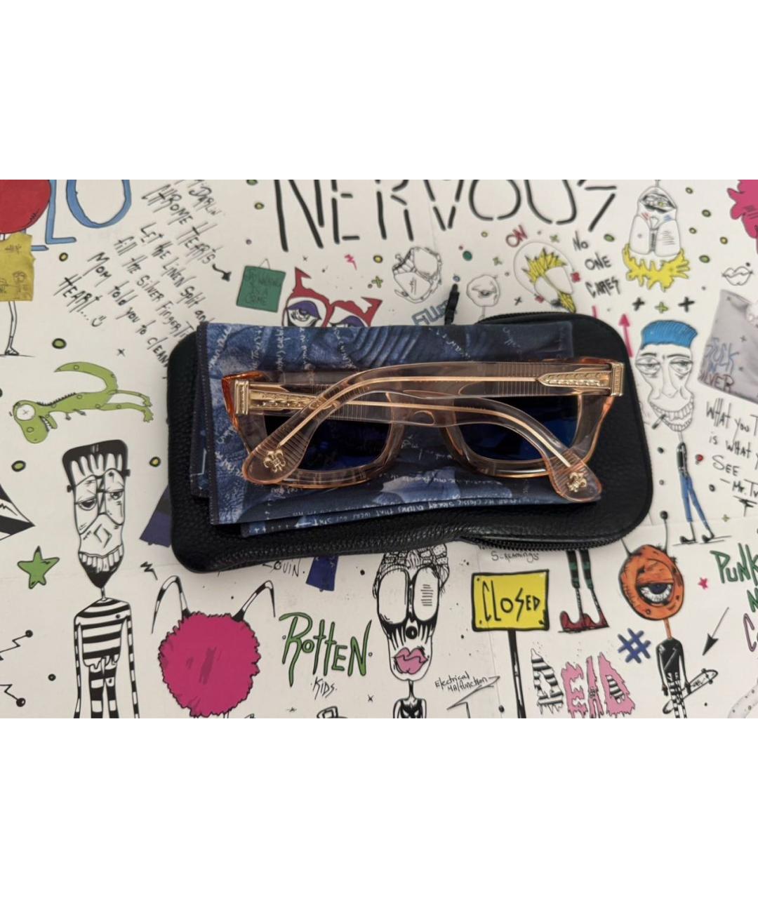 CHROME HEARTS Розовые пластиковые солнцезащитные очки, фото 4