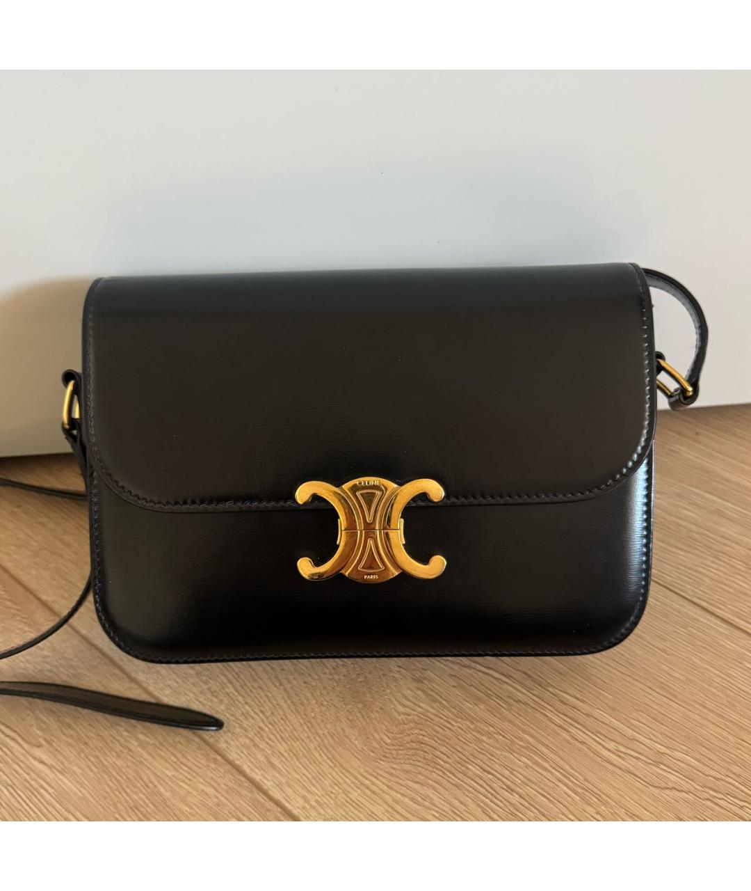 CELINE Черная кожаная сумка через плечо, фото 2