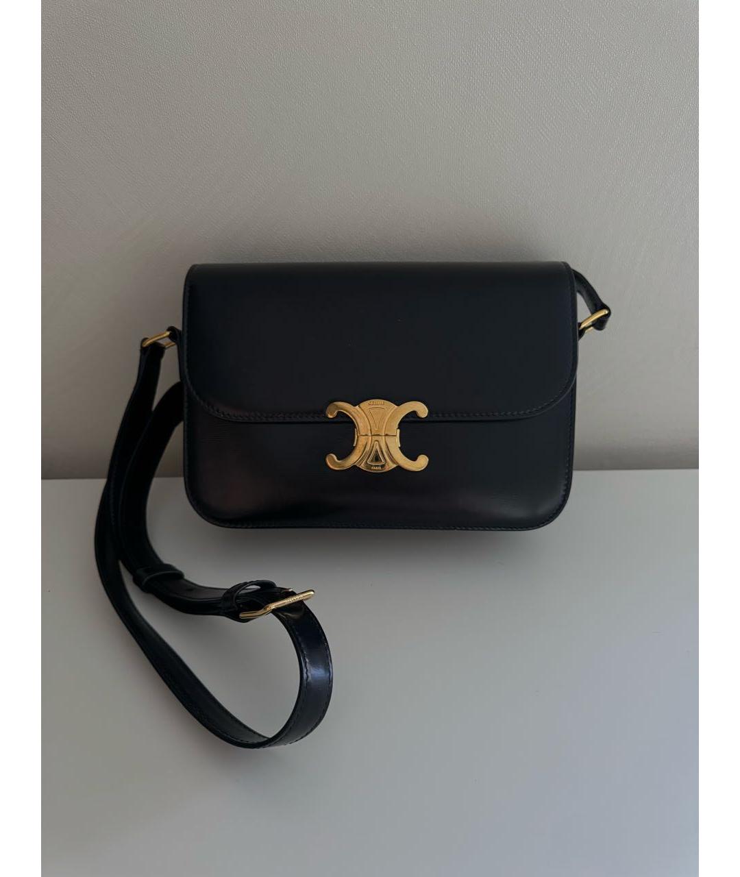 CELINE Черная кожаная сумка через плечо, фото 9