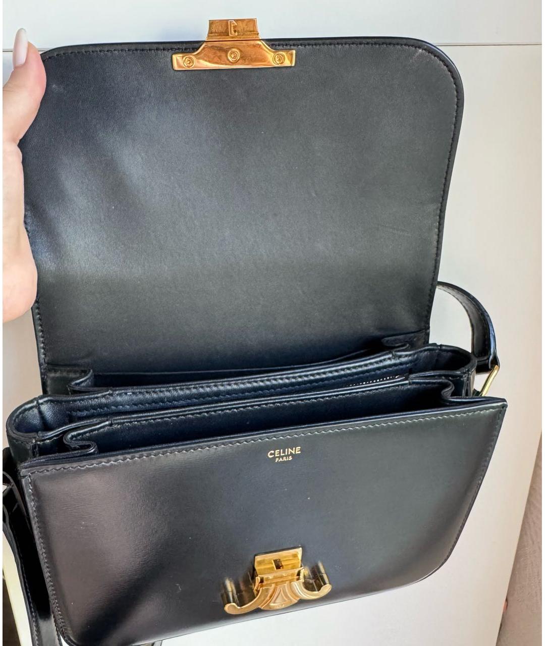 CELINE Черная кожаная сумка через плечо, фото 4