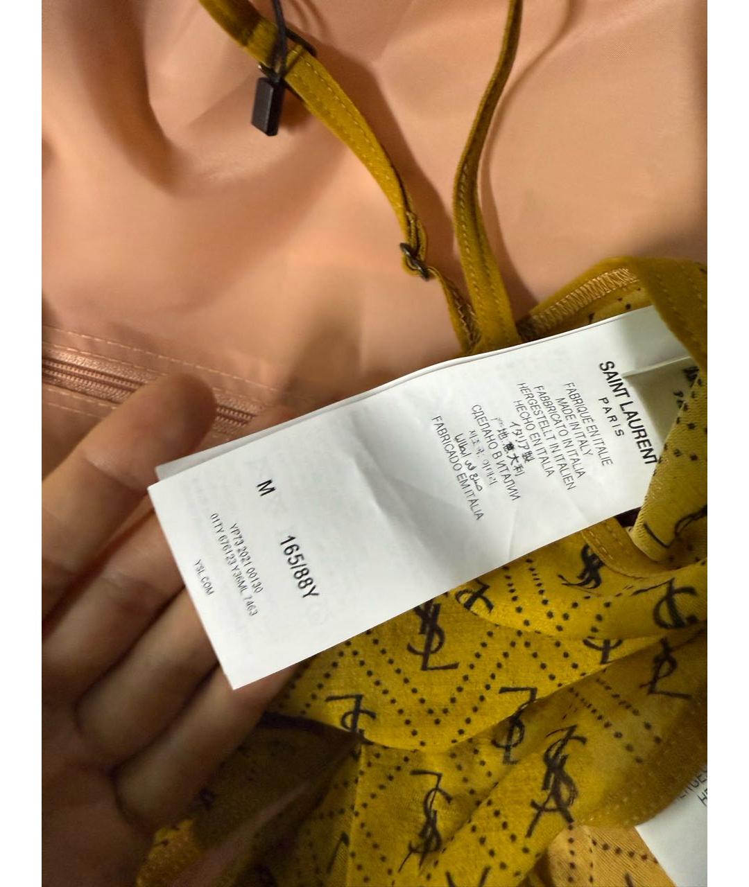 SAINT LAURENT Горчичный полиамидовый купальник, фото 6