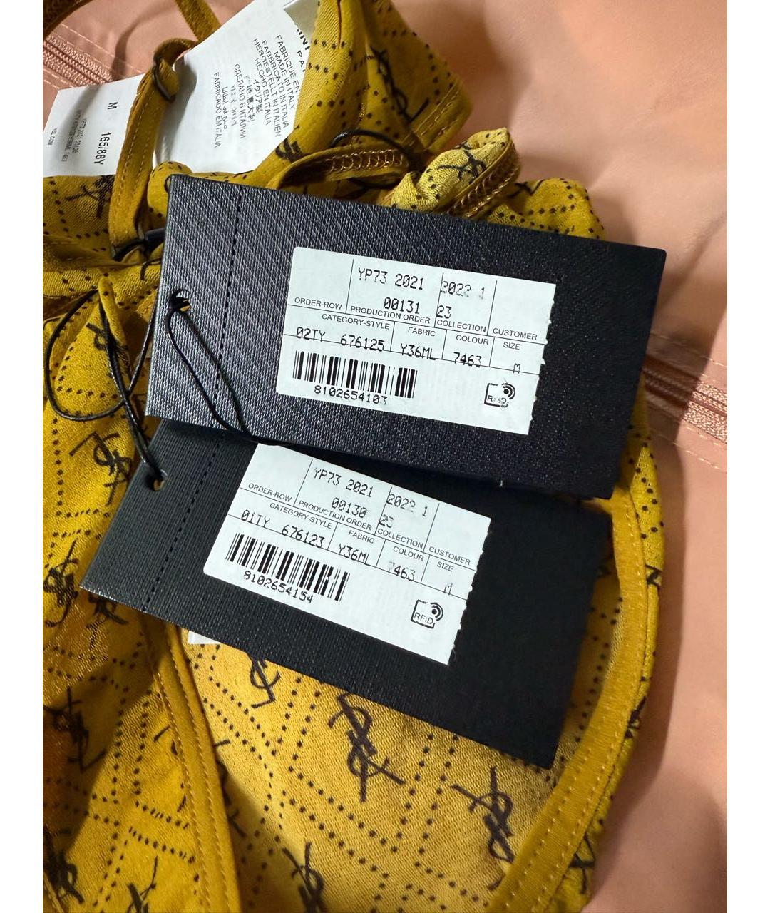 SAINT LAURENT Горчичный полиамидовый купальник, фото 5