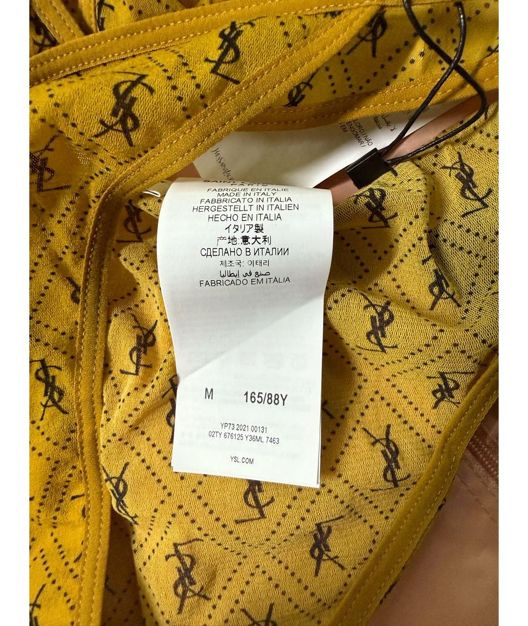 SAINT LAURENT Горчичный полиамидовый купальник, фото 4