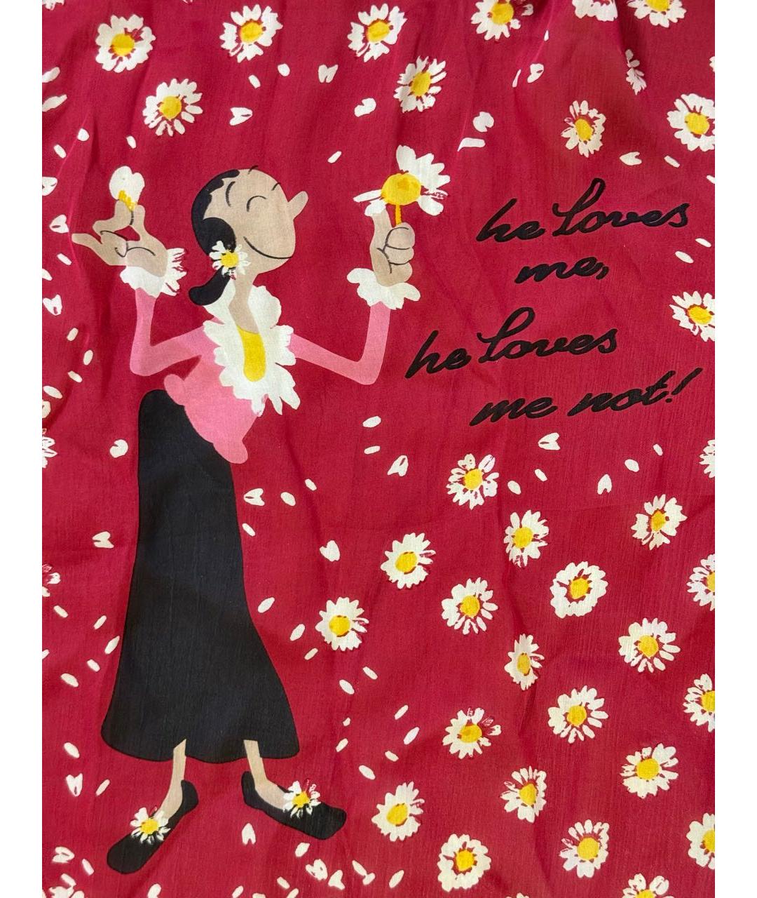 MOSCHINO Бордовый шелковый платок, фото 4