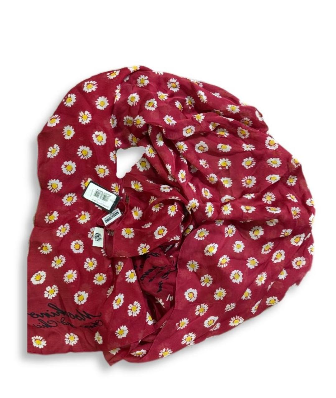 MOSCHINO Бордовый шелковый платок, фото 2