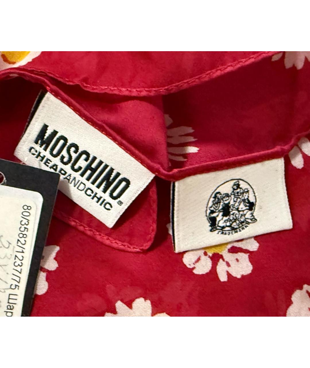 MOSCHINO Бордовый шелковый платок, фото 3