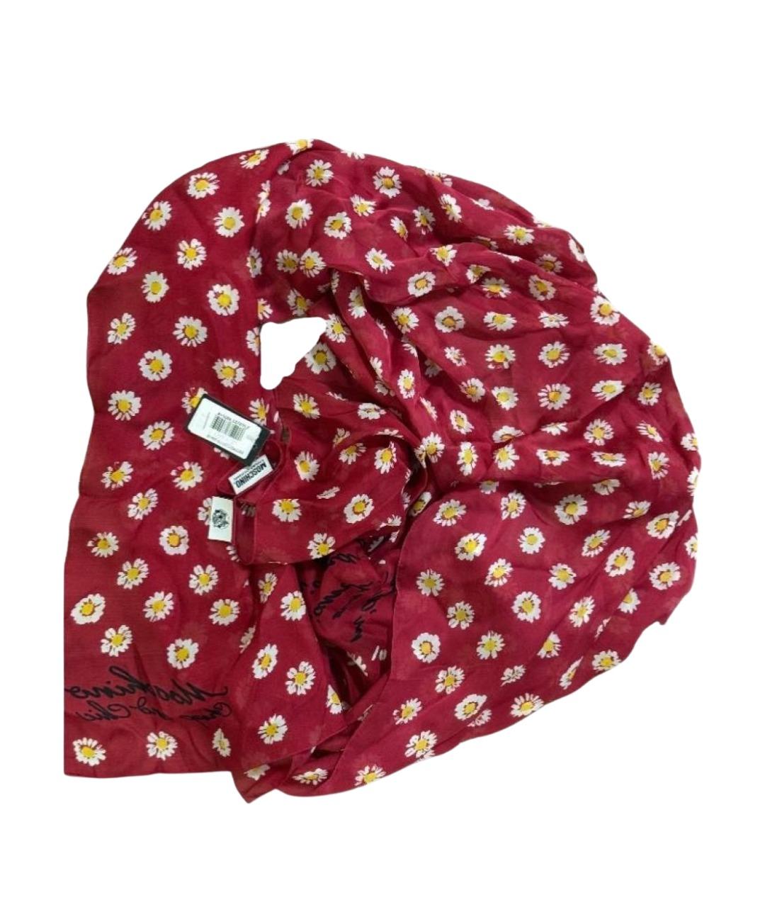 MOSCHINO Бордовый шелковый платок, фото 1