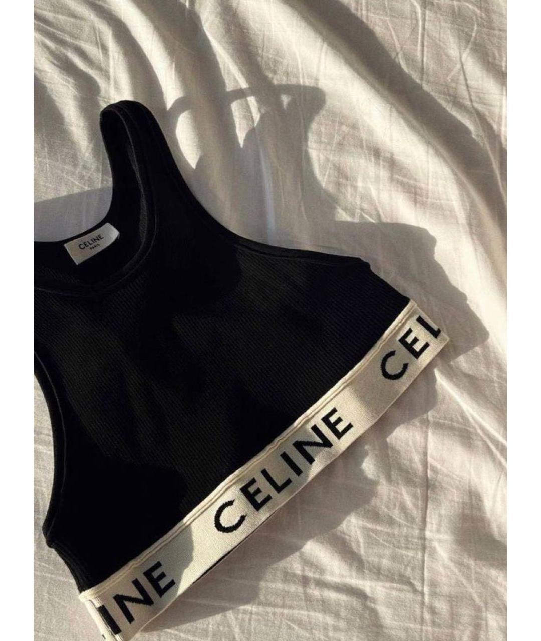 CELINE Черная хлопковая майка, фото 2