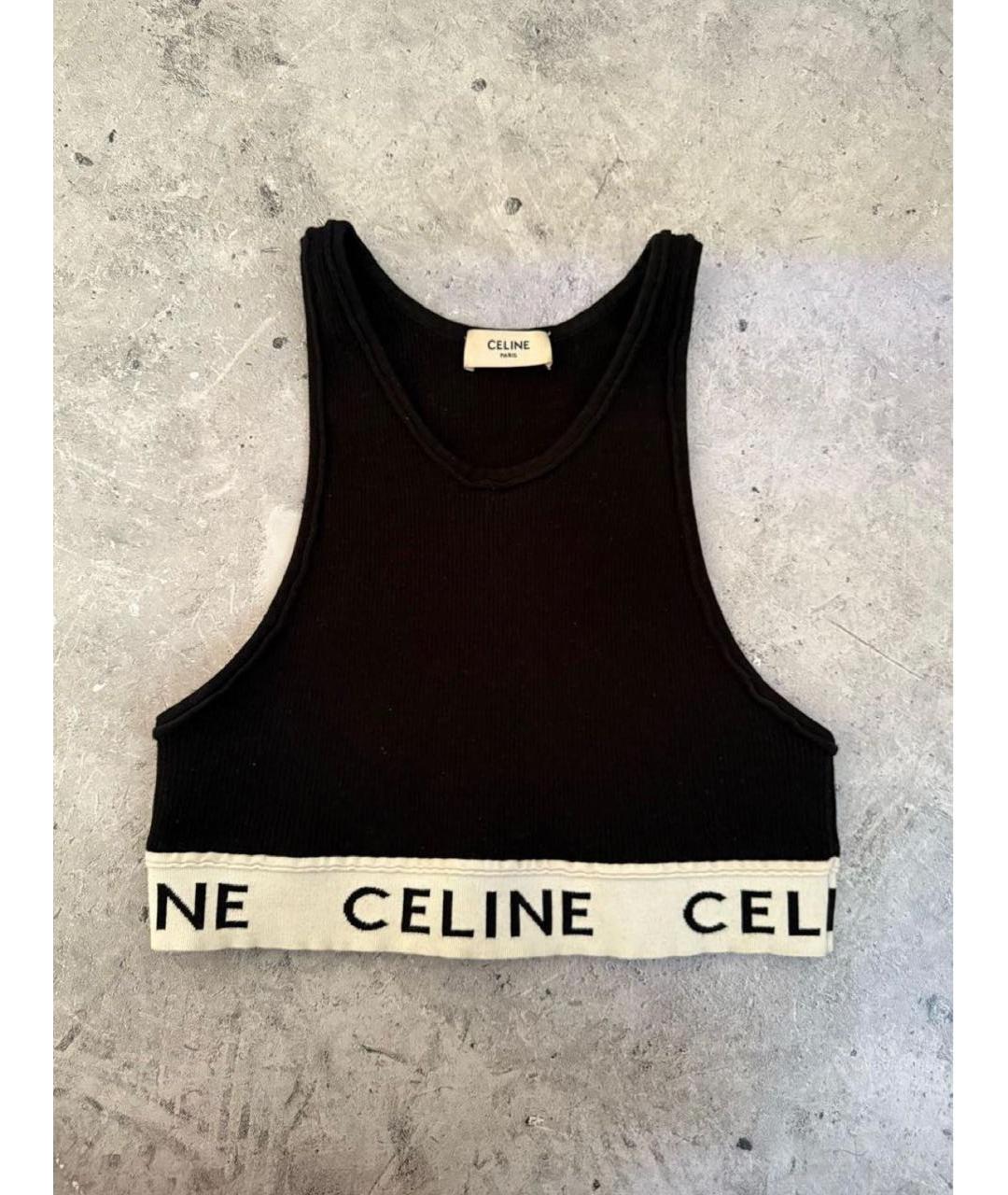 CELINE Черная хлопковая майка, фото 4