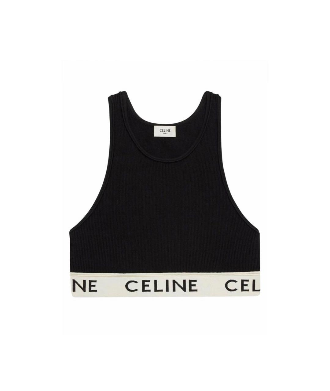 CELINE Черная хлопковая майка, фото 1