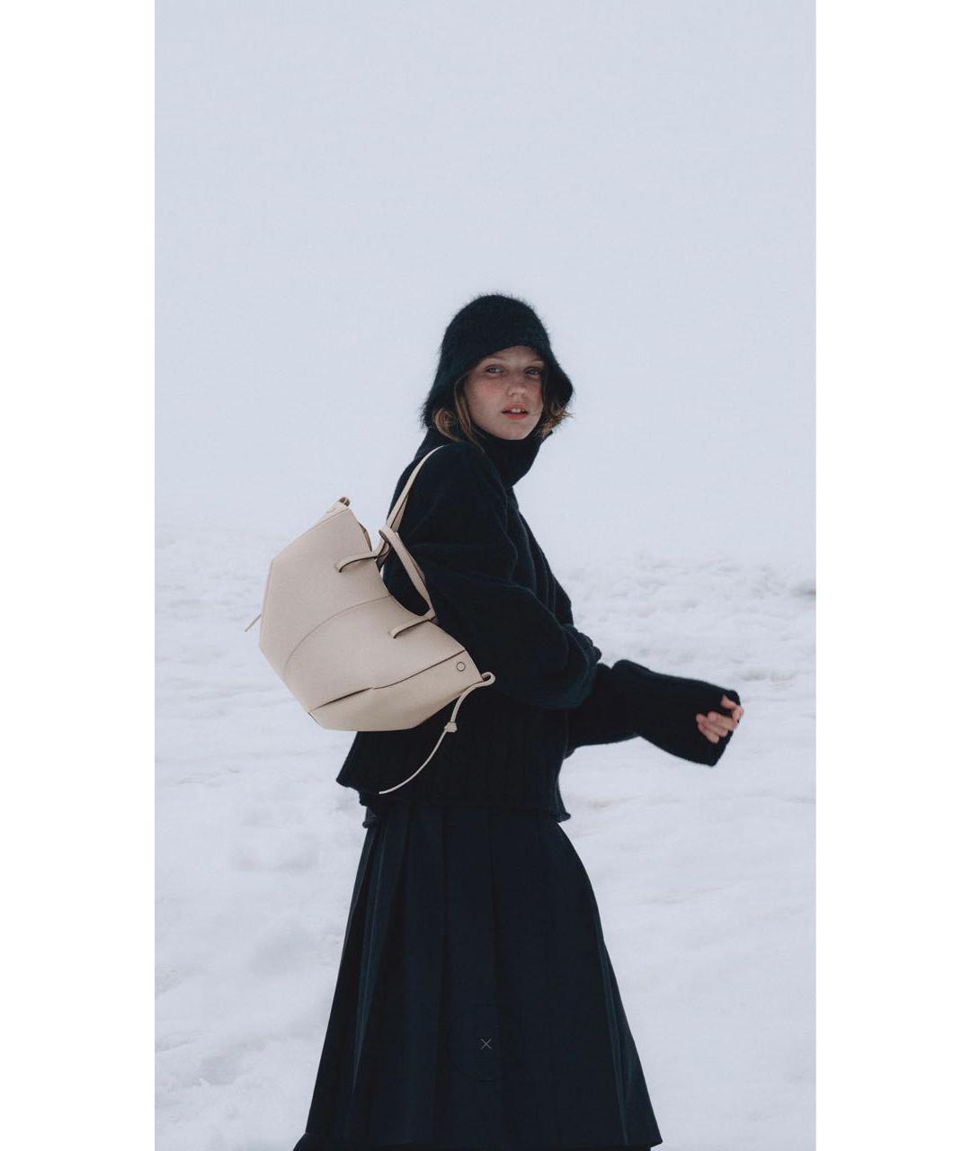 POLENE Белая кожаная сумка тоут, фото 4