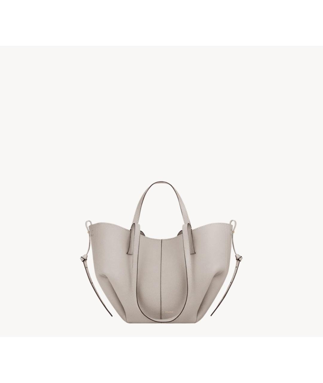 POLENE Белая кожаная сумка тоут, фото 5