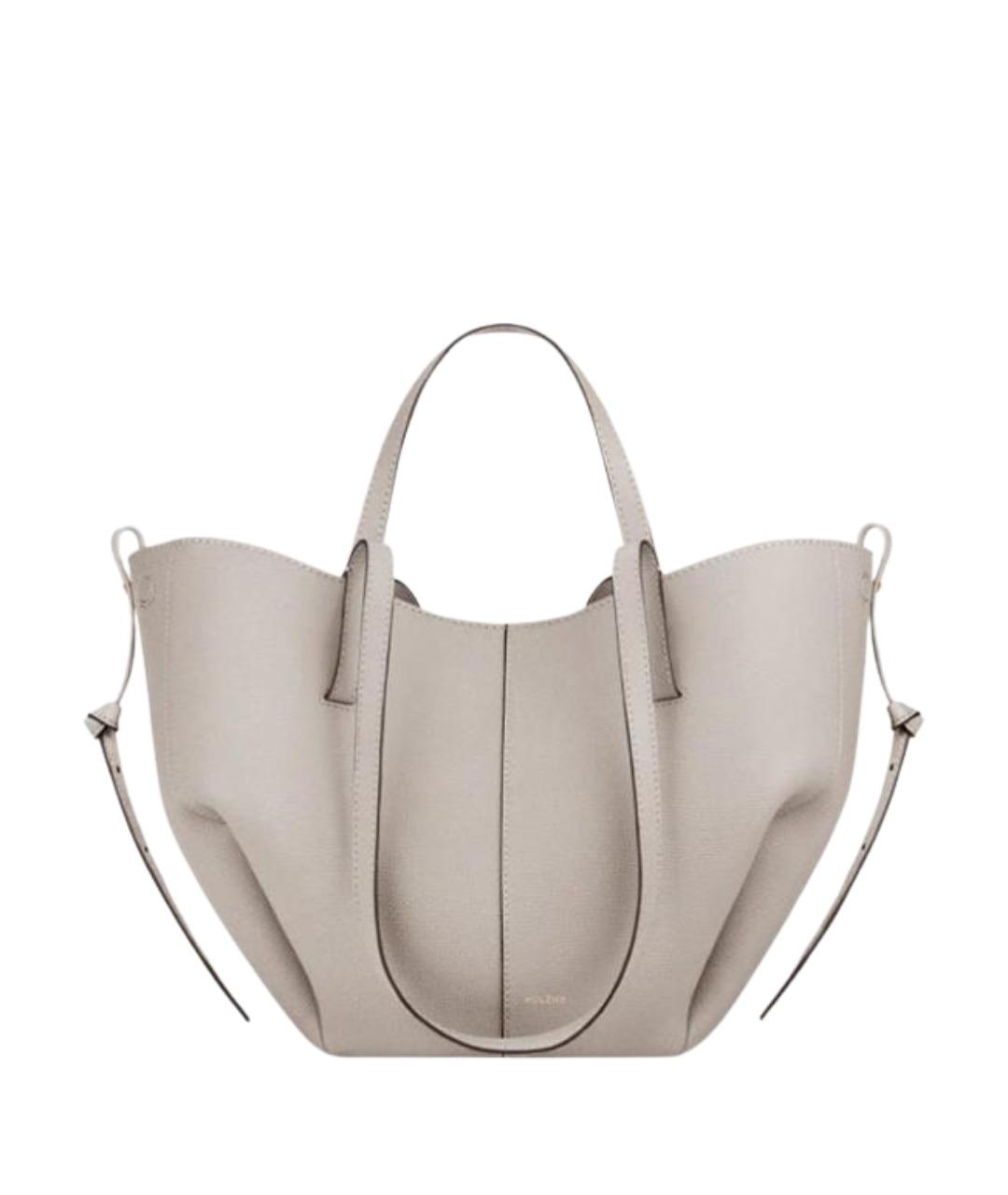 POLENE Белая кожаная сумка тоут, фото 1