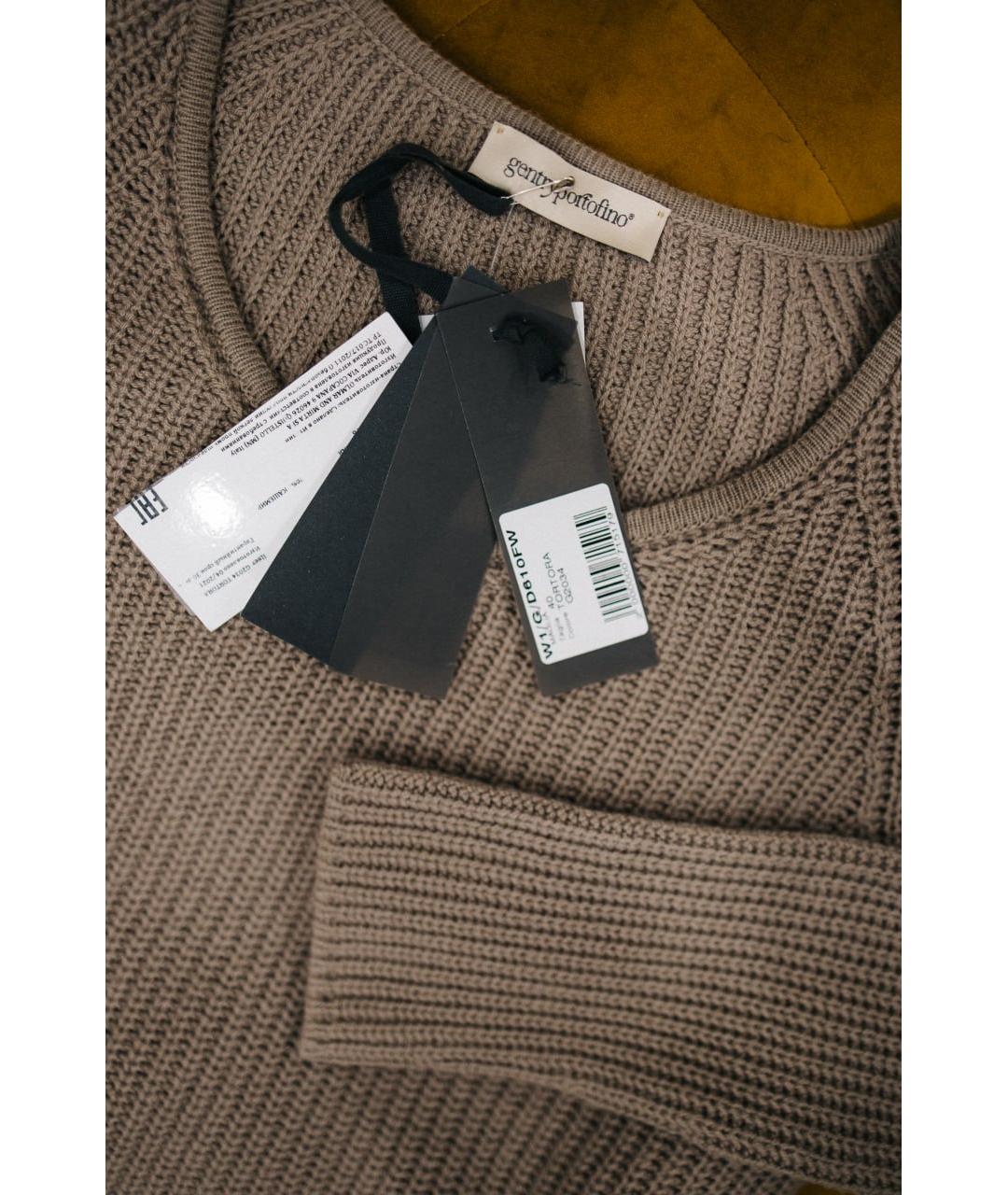 GENTRY PORTOFINO Коричневый шерстяной кардиган, фото 5