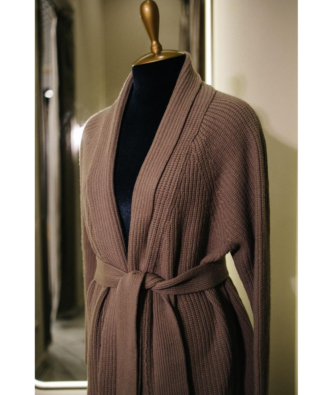 GENTRY PORTOFINO Коричневый шерстяной кардиган, фото 3