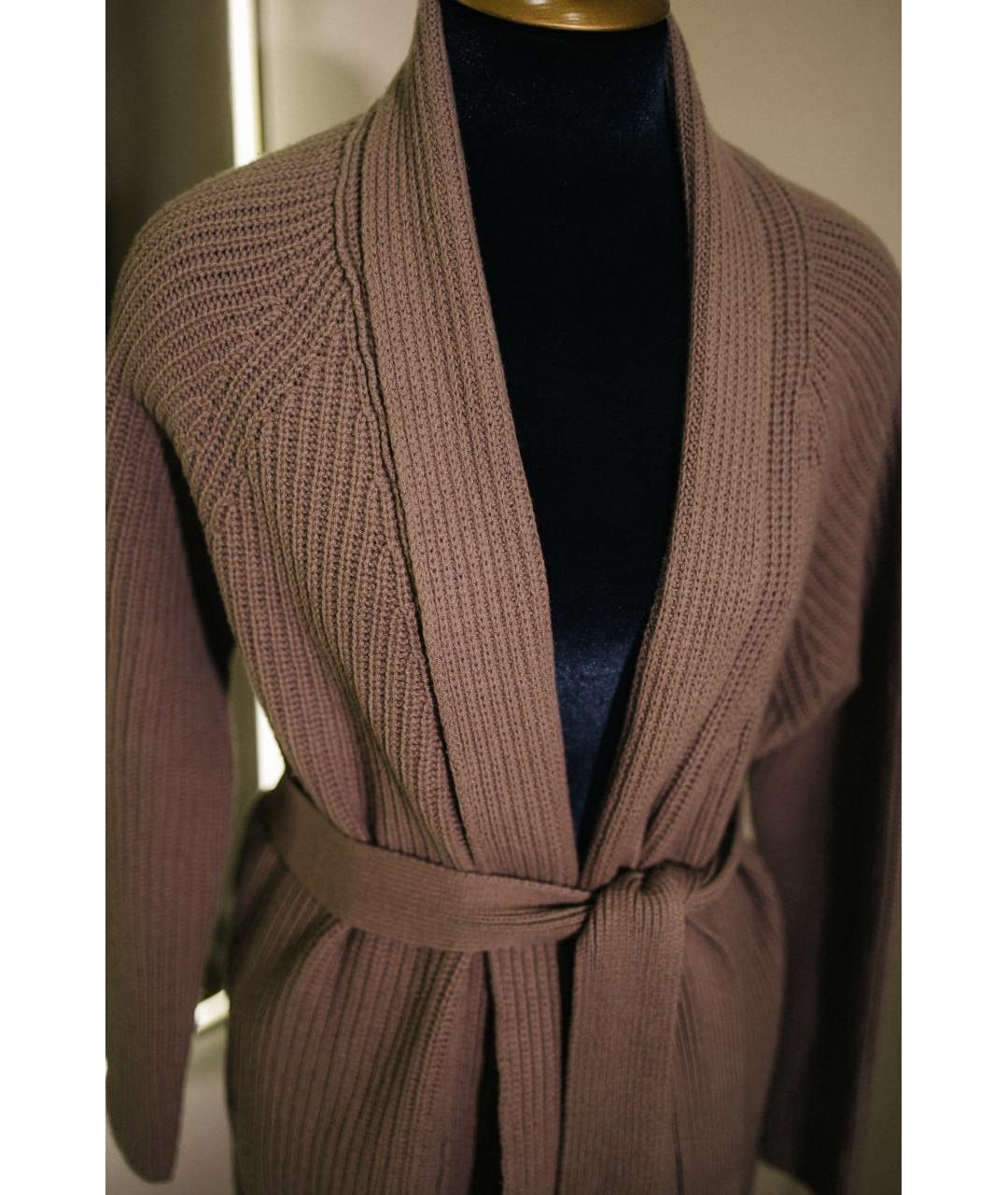 GENTRY PORTOFINO Коричневый шерстяной кардиган, фото 2