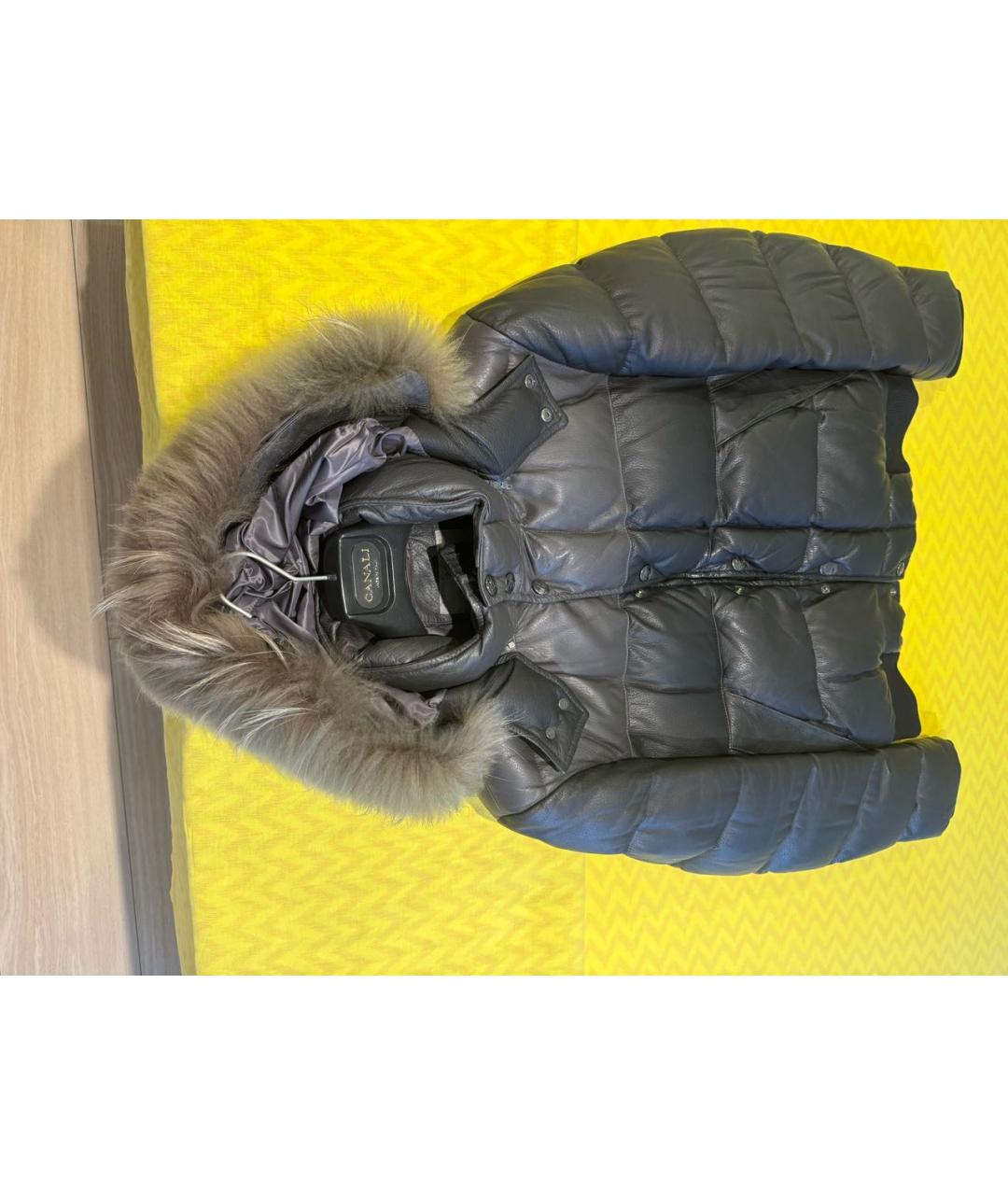 CANALI Серый кожаный пуховик, фото 7