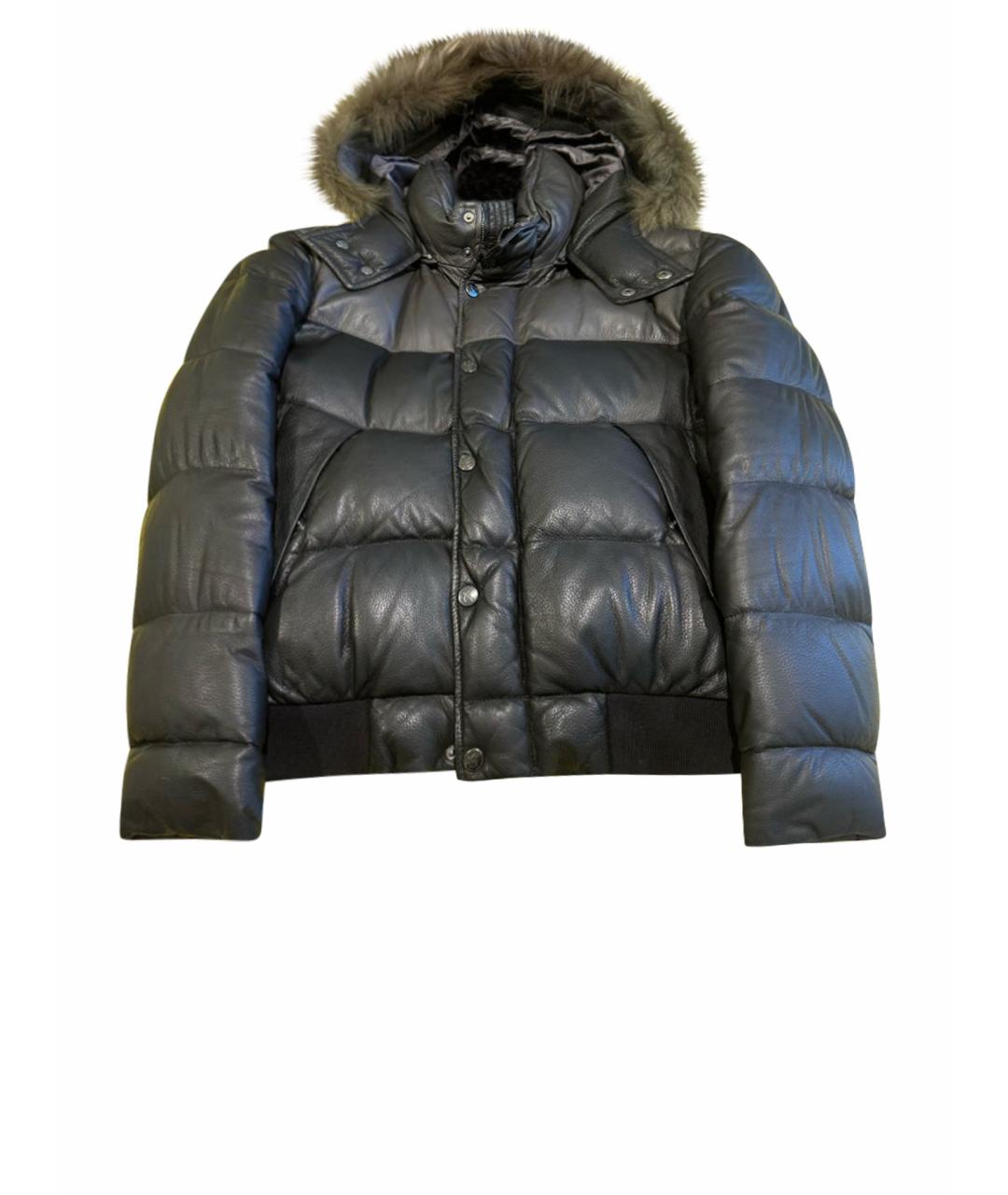 CANALI Серый кожаный пуховик, фото 1