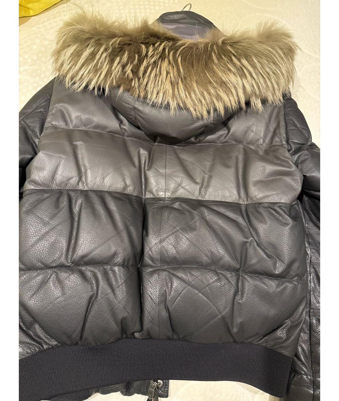 CANALI Серый кожаный пуховик, фото 3