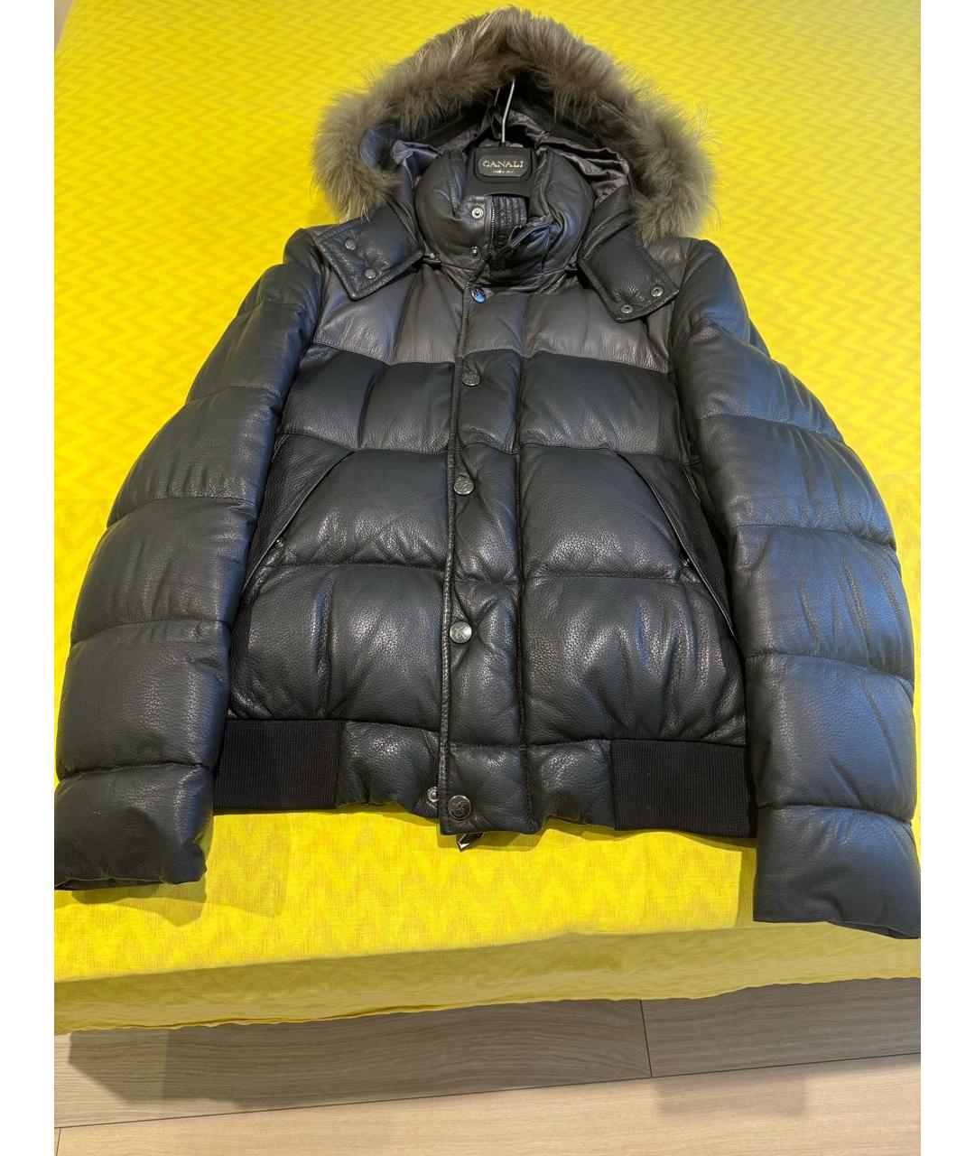 CANALI Серый кожаный пуховик, фото 8