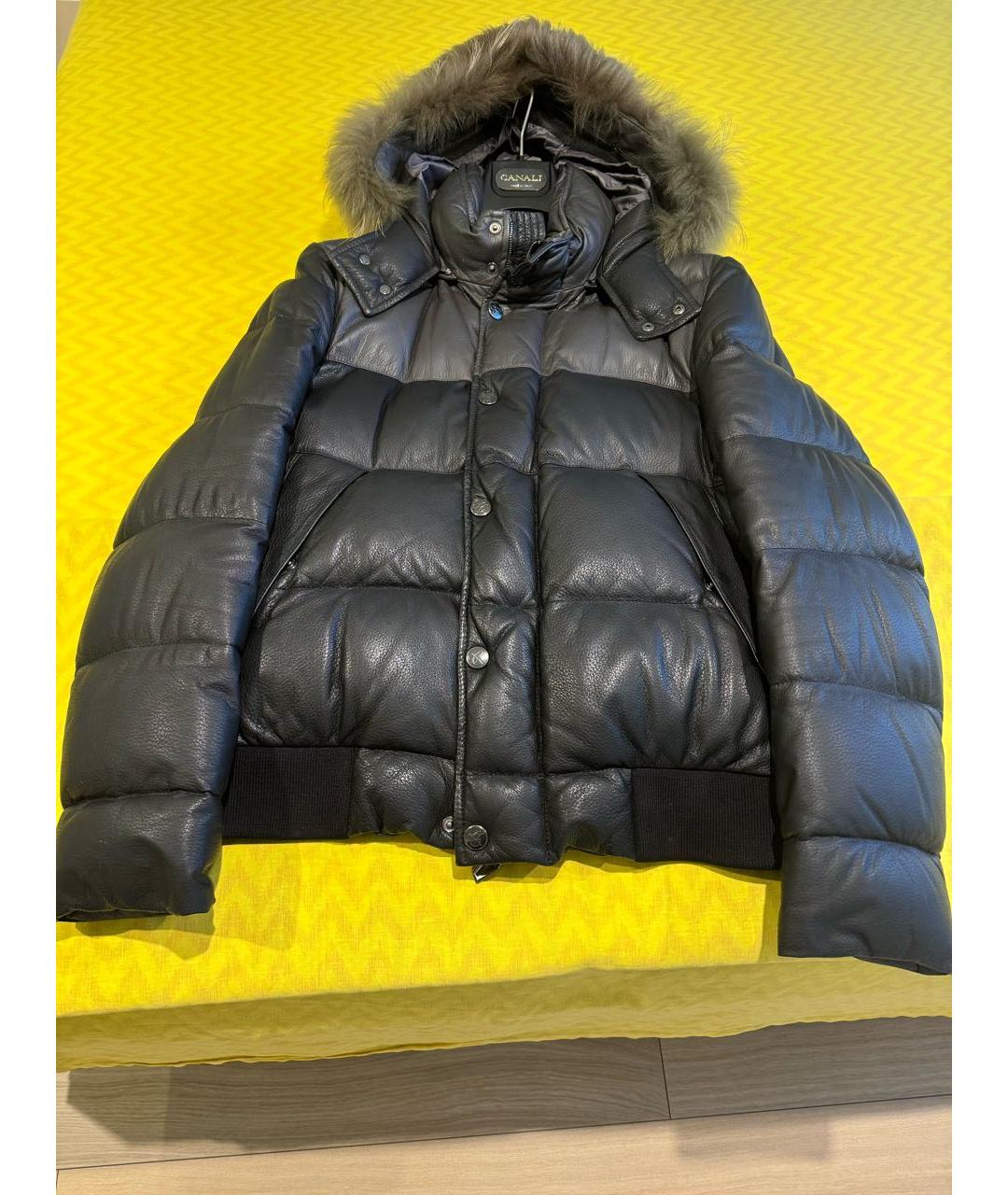 CANALI Серый кожаный пуховик, фото 9