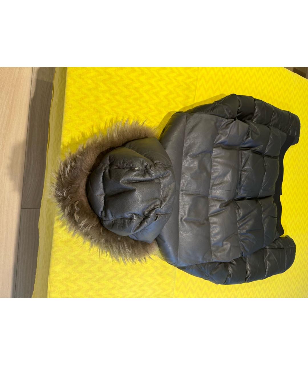 CANALI Серый кожаный пуховик, фото 6