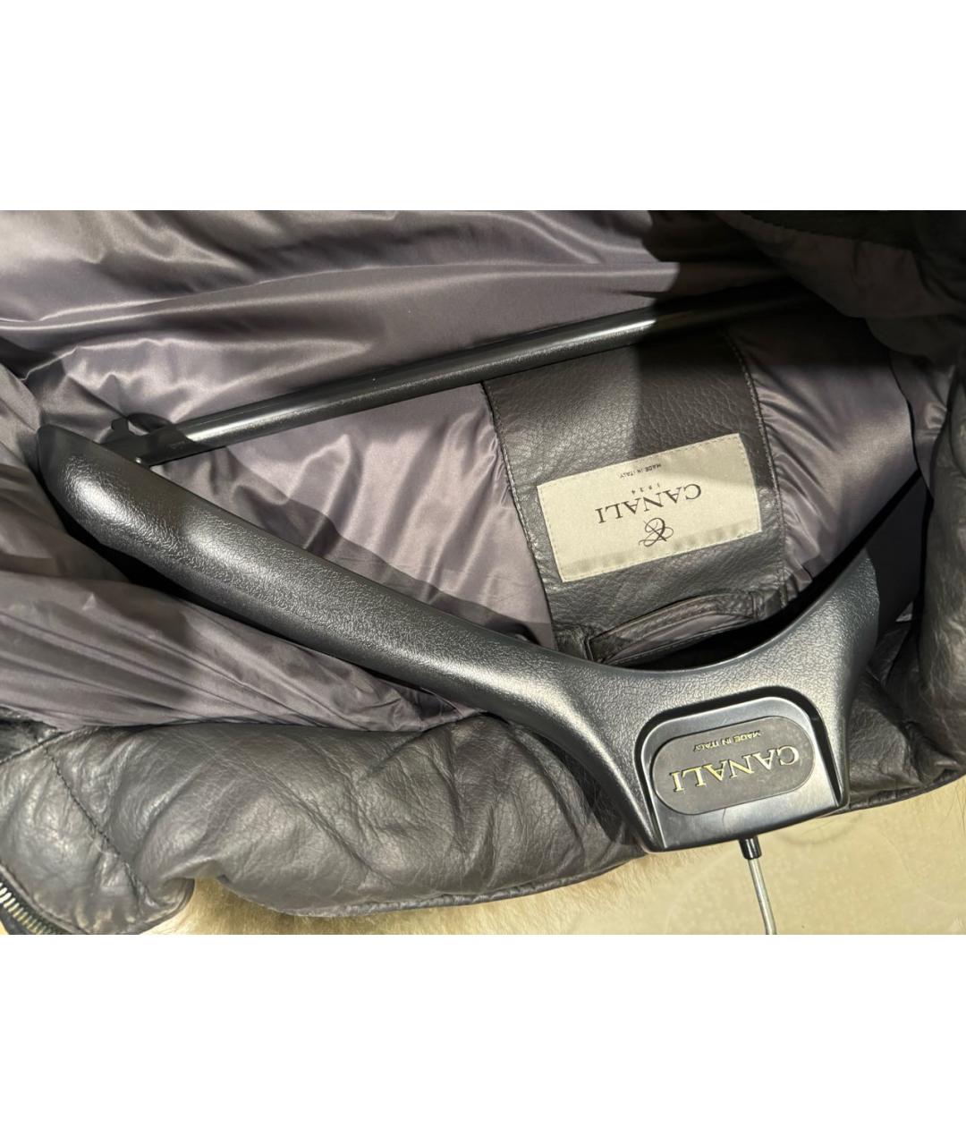 CANALI Серый кожаный пуховик, фото 2