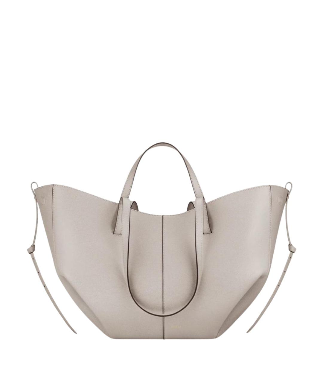 POLENE Белая кожаная сумка тоут, фото 1