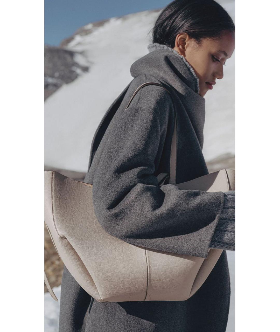 POLENE Белая кожаная сумка тоут, фото 4