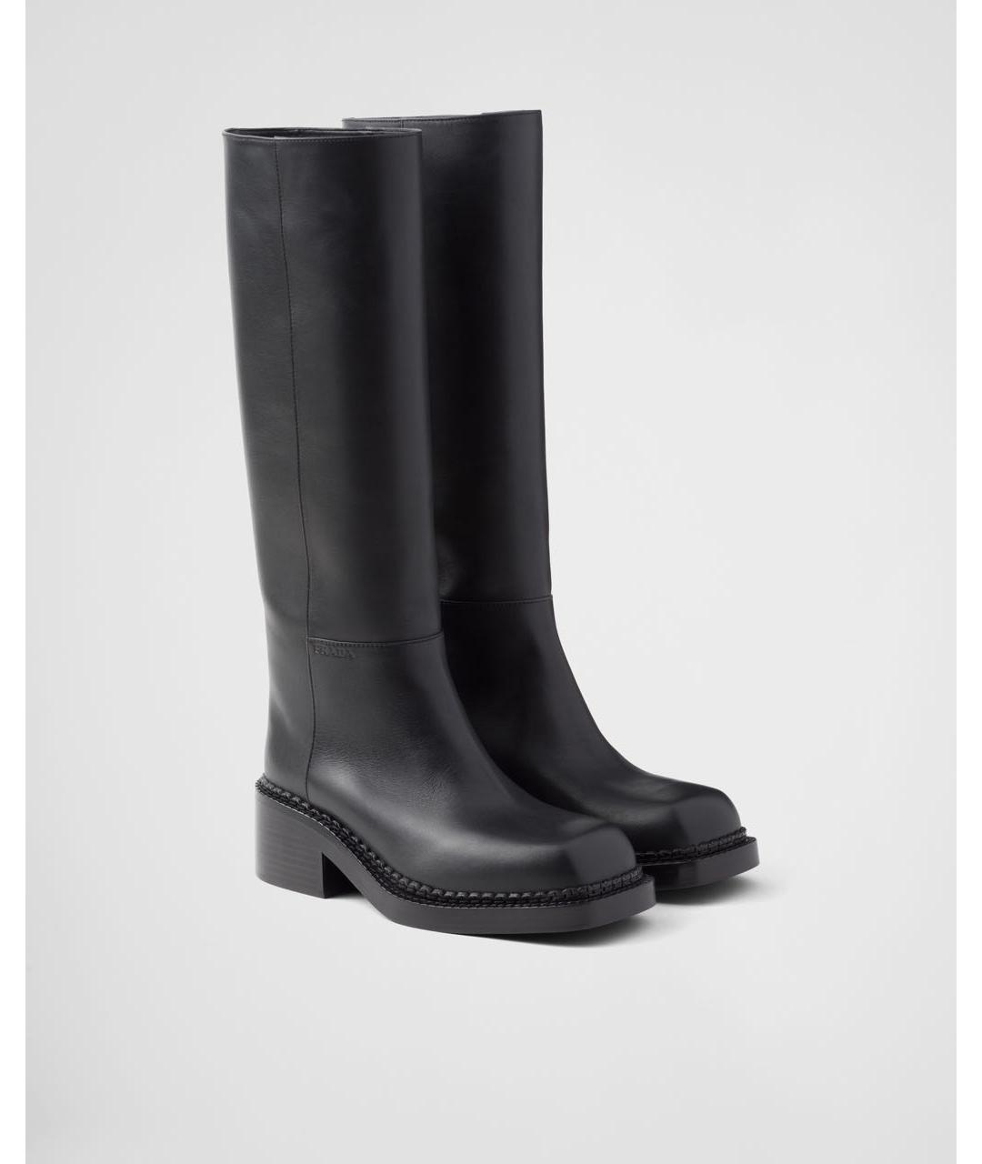 PRADA Черные кожаные сапоги, фото 2
