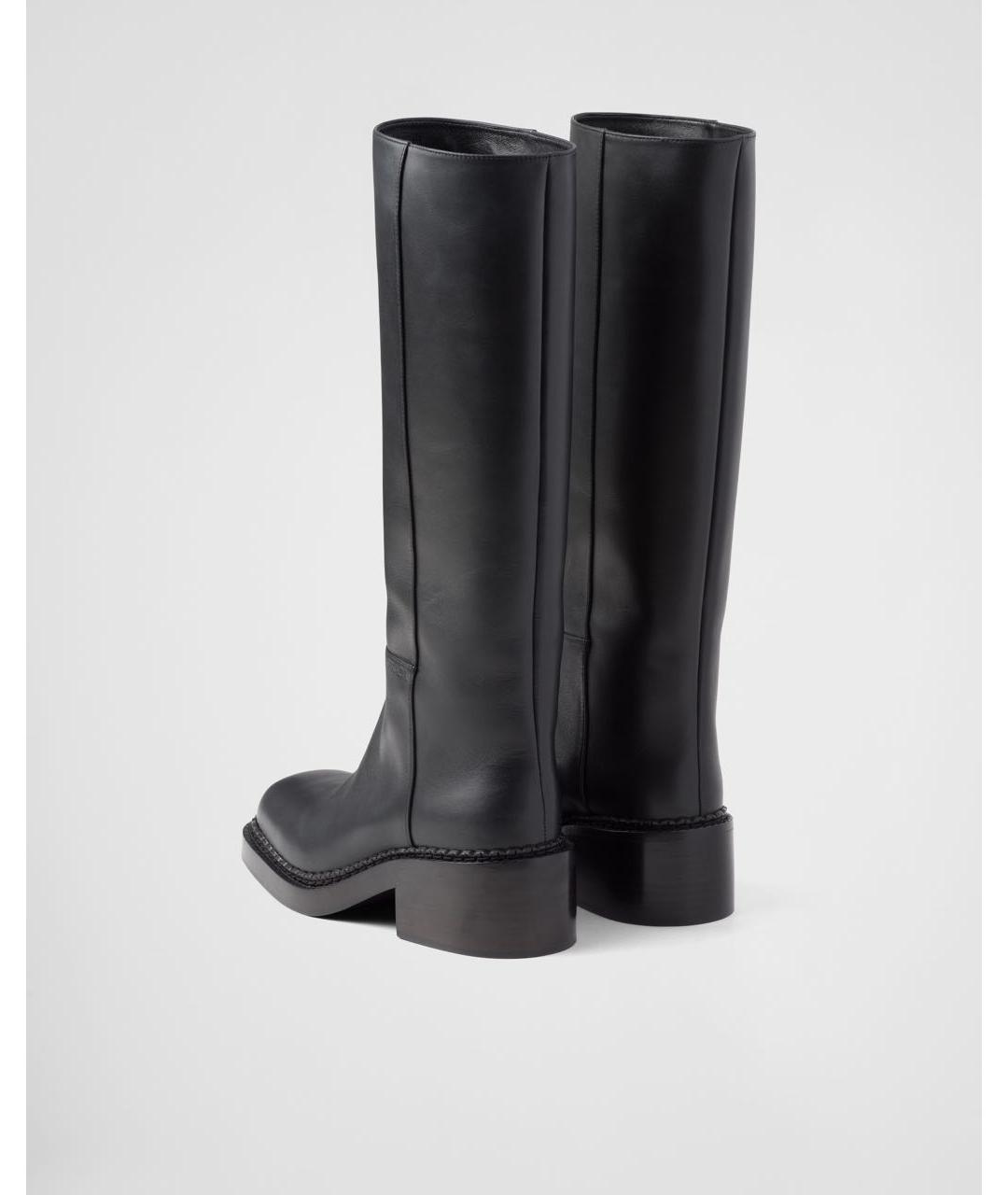 PRADA Черные кожаные сапоги, фото 4