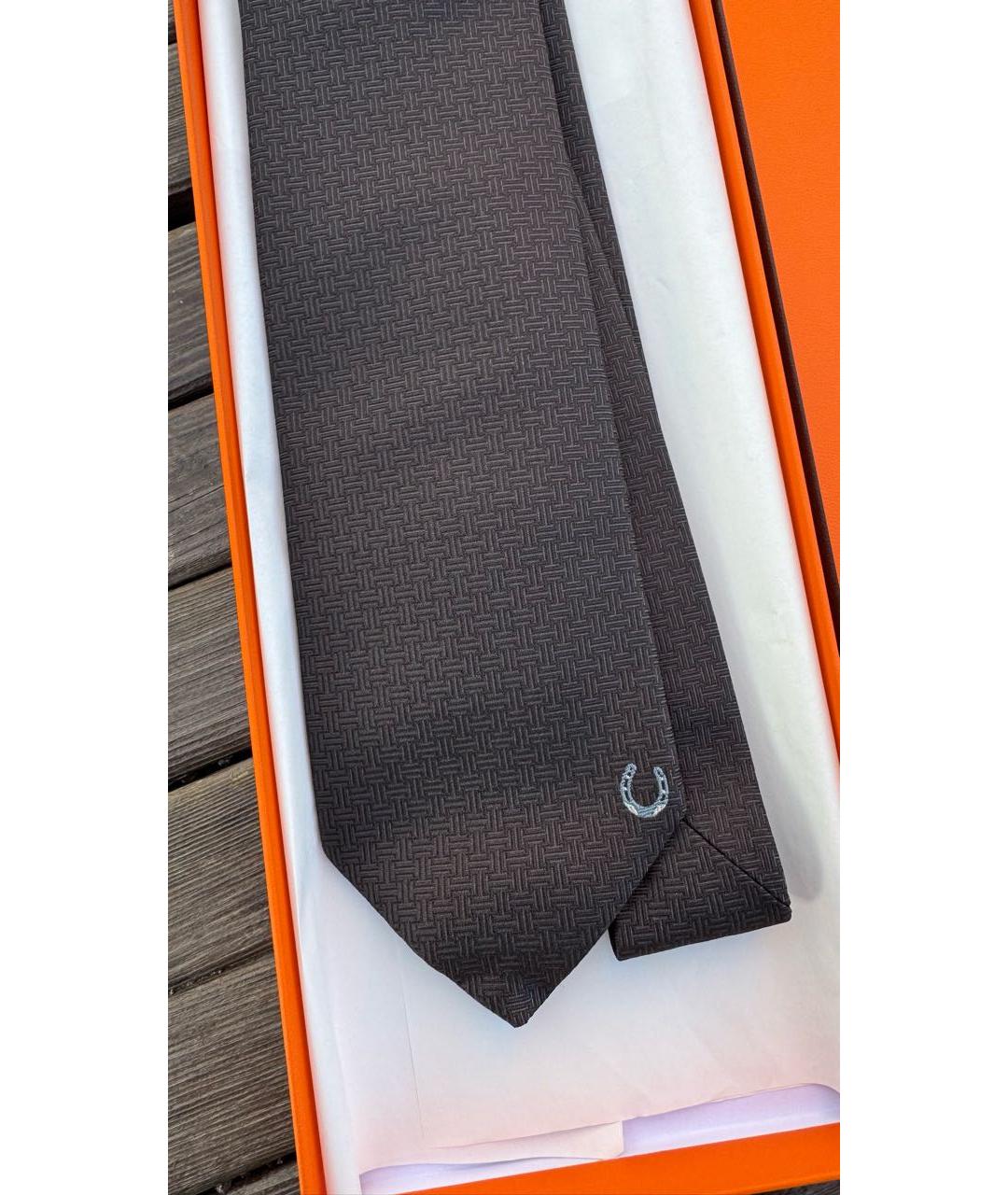 HERMES Черный галстук, фото 2