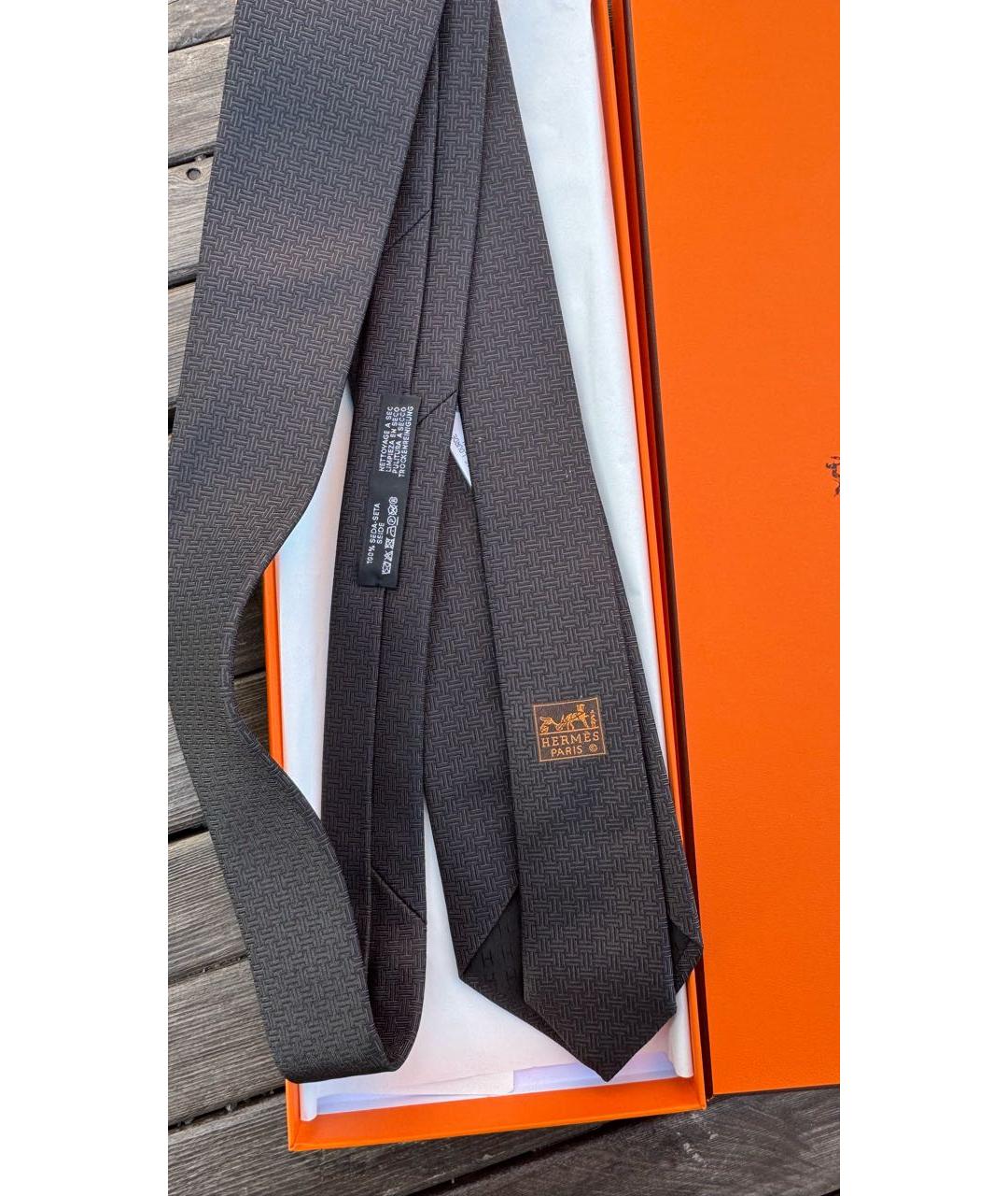 HERMES Черный галстук, фото 3
