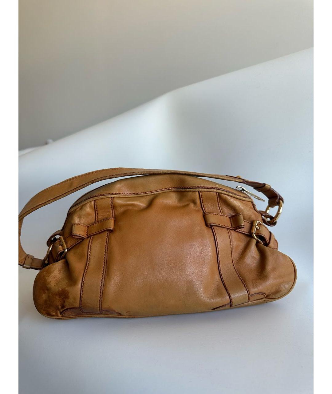 CELINE Коричневая кожаная сумка с короткими ручками, фото 5