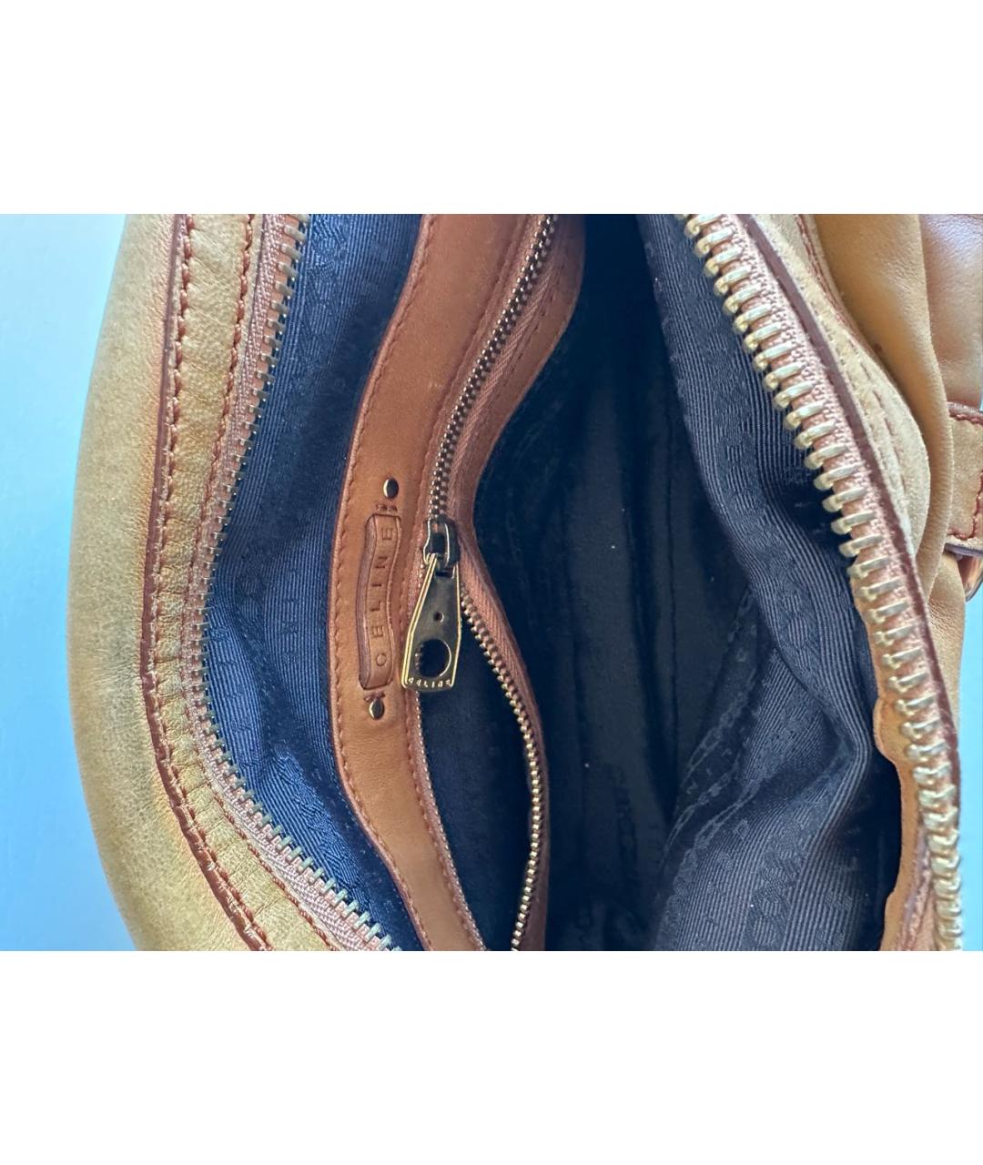 CELINE Коричневая кожаная сумка с короткими ручками, фото 4