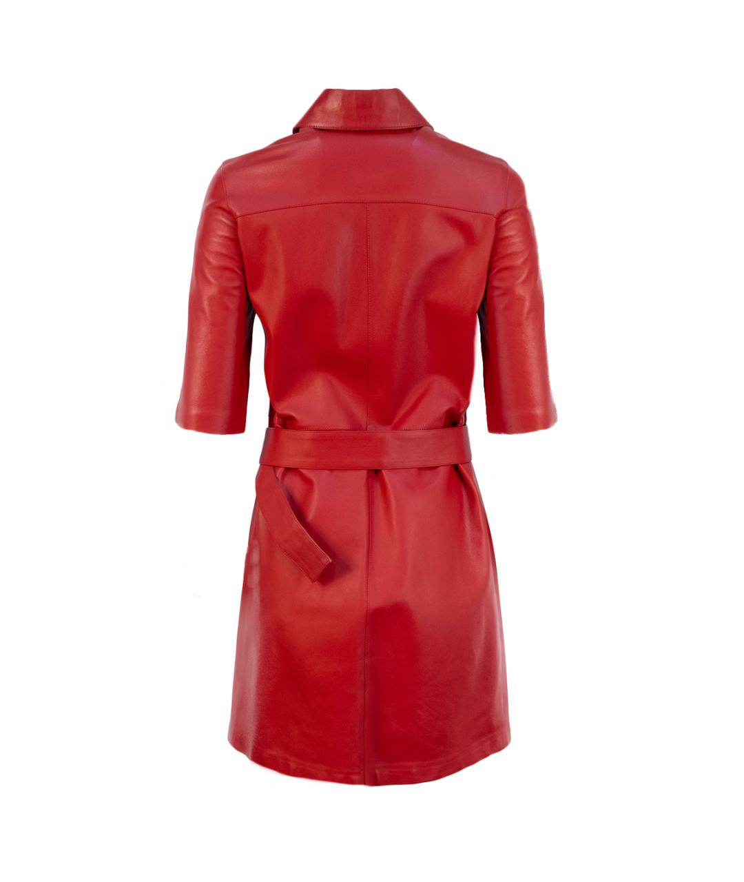 PHILIPP PLEIN Красное кожаное повседневное платье, фото 2